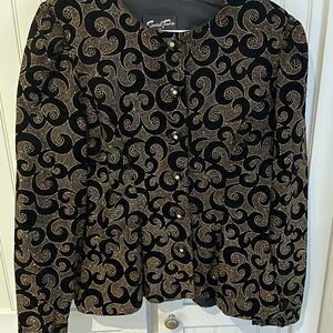 Vintage Special Times By Patty O’Neil Velour Glitter Gold Evening Jacket Size 10